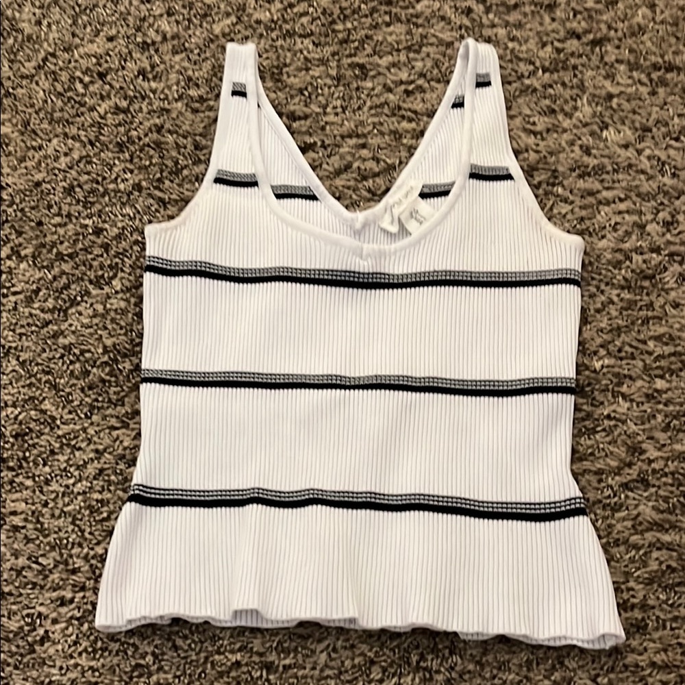 Striped White and Black Women's Top